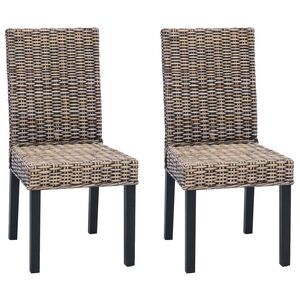 vidaXL Dining Chair GENDT 2 pcs Solid Mahogany Wood Black Wash