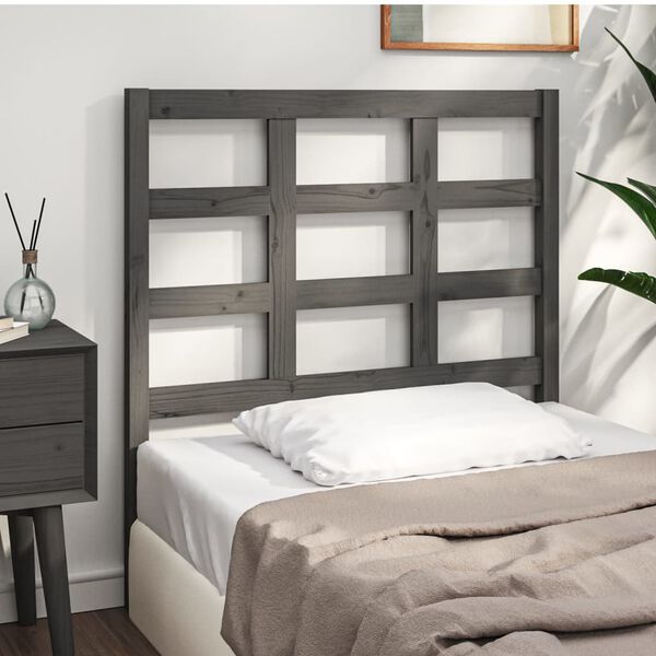 vidaXL Bed Headboard Grey 95.5x4x100 cm Solid Wood Pine