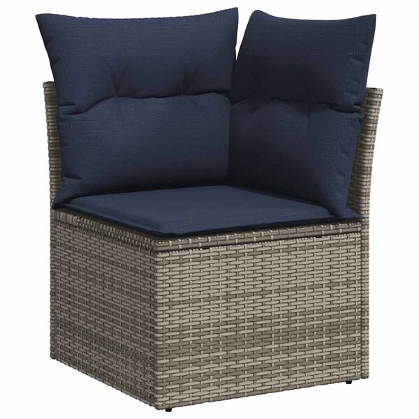 vidaXL 9 Piece Garden Sofa Set with Cushions Grey Poly Rattan Acacia