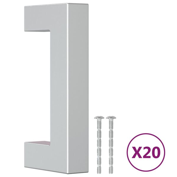 vidaXL Cabinet Handles 20 pcs Silver 64 mm Stainless Steel