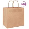 vidaXL Paper Bags 250 pcs with Handles Brown 26x17x25 cm
