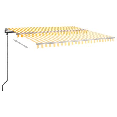 vidaXL Freestanding Manual Retractable Awning 450x300 cm Yellow/White