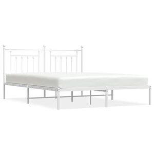 vidaXL Metal Bed Frame without Mattress with Headboard White 183x213cm