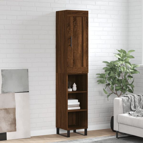 vidaXL Highboard Brown Oak 34.5x34x180 cm Engineered Wood