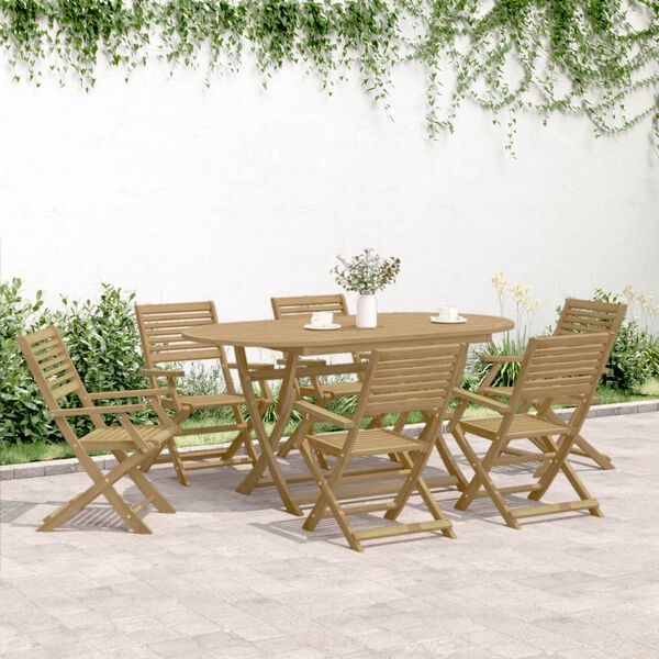 vidaXL 7 Piece Garden Dining Set Solid Wood Acacia