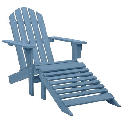 vidaXL Garden Adirondack Chair with Ottoman Solid Fir Wood Blue