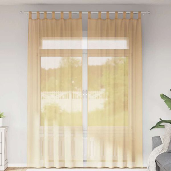 vidaXL Voile Curtains with Loops 2 pcs Sand 140x260 cm