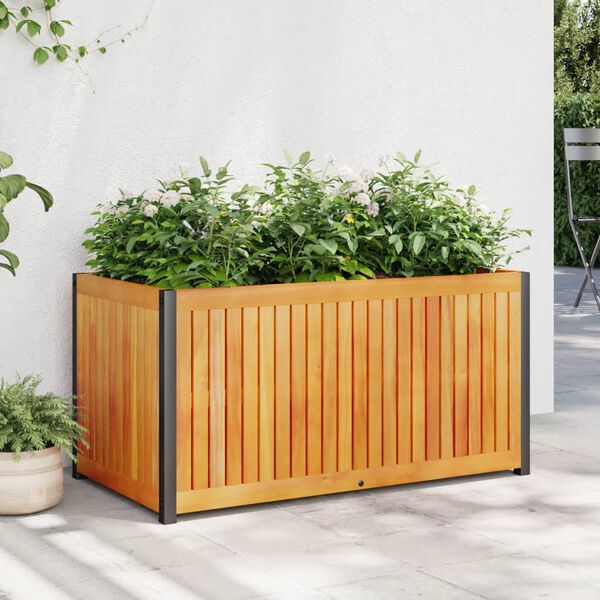 vidaXL Garden Planter 85x45x44 cm Solid Wood Acacia and Steel