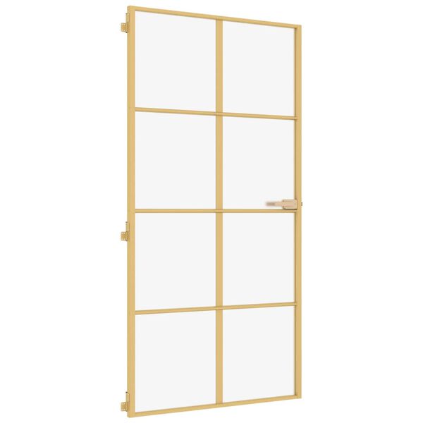 vidaXL Interior Door Slim Golden 102.5x201.5 cm Tempered Glass and Aluminium
