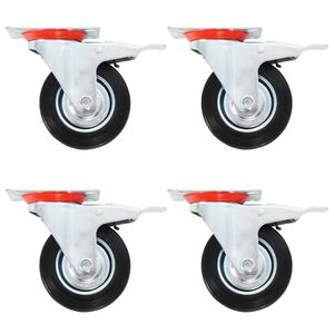 vidaXL Swivel Casters with Double Brakes 4 pcs 100 mm