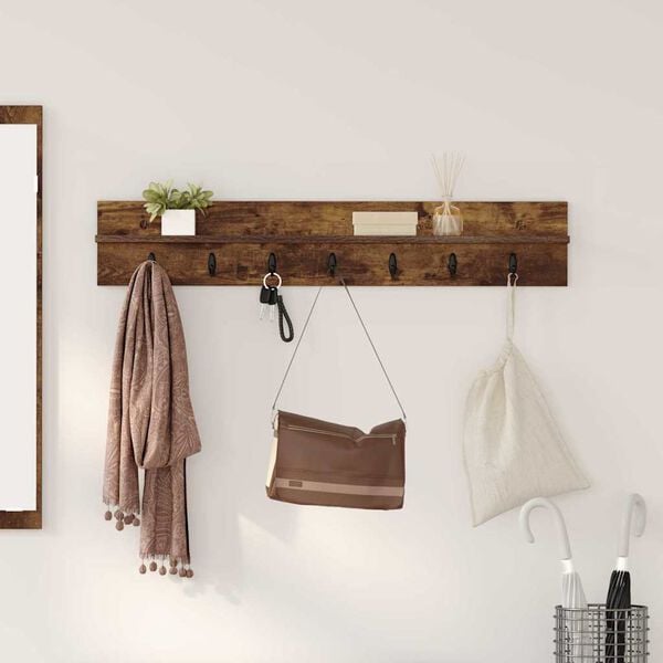 vidaXL Wall-Mounted Coat Rack Smoked Oak 100 x 10.5 x 18 cm