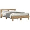 vidaXL Bed Frame with LED Artisan Oak 140 x 190 cm Engineered Wood