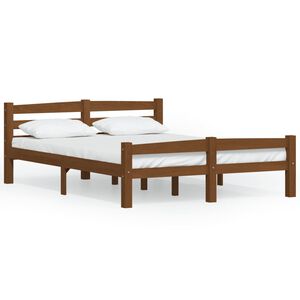 vidaXL Bed Frame without Mattress Honey Brown Solid Pinewood 120x200 cm