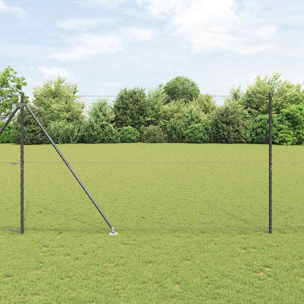 vidaXL Fence Post Grey 100 x 1.5 m (36 mm mesh) Steel and PVC