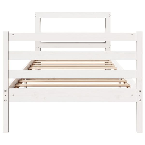 vidaXL Bed Frame without Mattress White 75x190 cm Small Single Solid Wood Pine