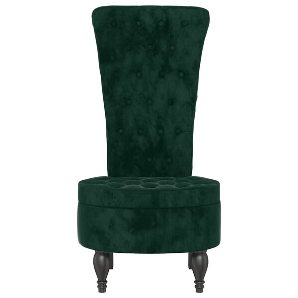 vidaXL High Back Chair Dark Green Velvet Button Design