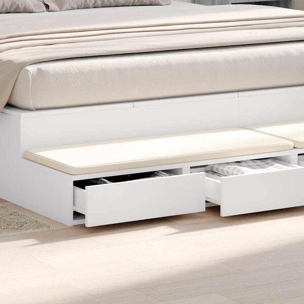 vidaXL Bed Drawers White 200 x 36.5 x 16.5 cm Engineered Wood