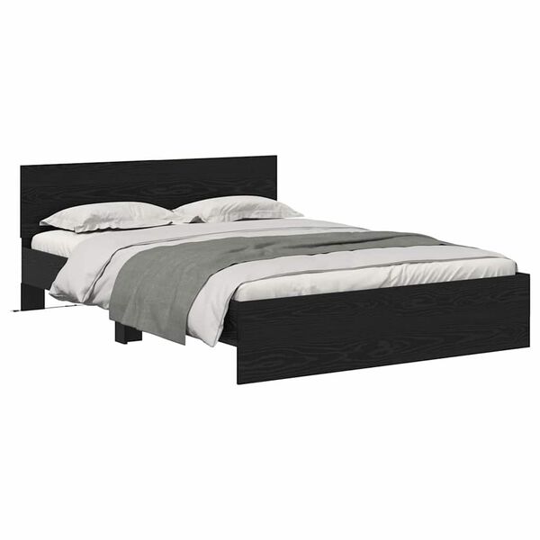 vidaXL Bed Frame with Headboard Black Oak 140 x 200 cm Engineered Wood