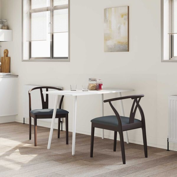 vidaXL Dining Chair 2 pcs Light Brown and Black Solid Rubber Wood