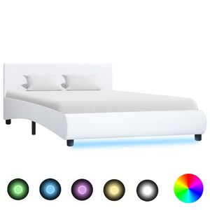 vidaXL Bed Frame with LED without Mattress White 140x200 cm