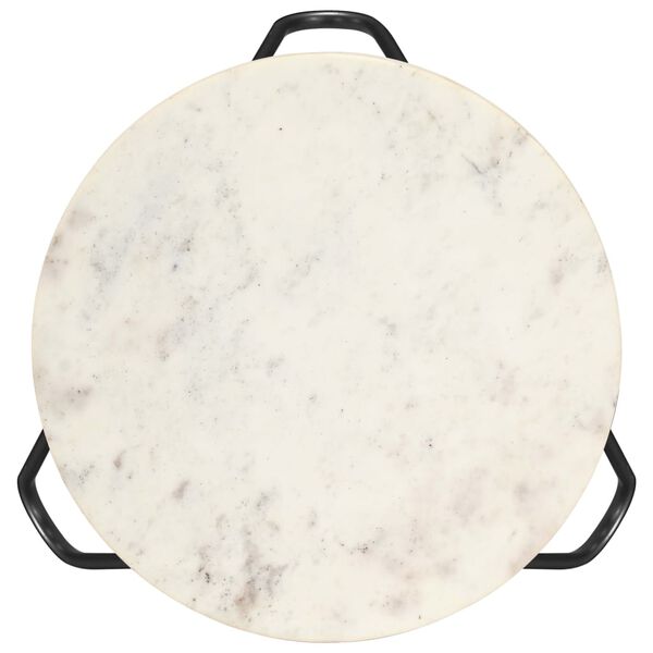 vidaXL Coffee Table White 40x40x40 cm Real Stone with Marble Texture