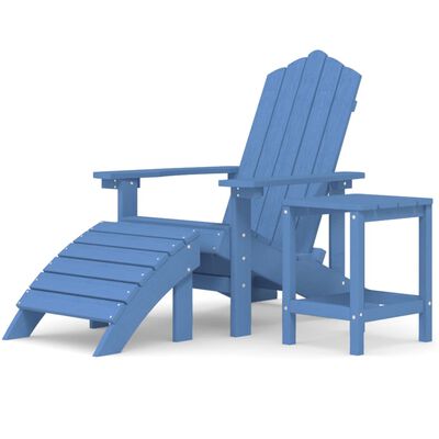 vidaXL Garden Adirondack Chair with Footstool & Table HDPE Aqua Blue
