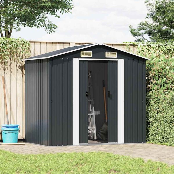 vidaXL Garden Storage Shed Anthracite Steel 204x132x186 cm