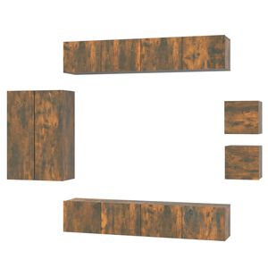 vidaXL 8 Piece TV Cabinet Set Smoked Oak Engineered Wood
