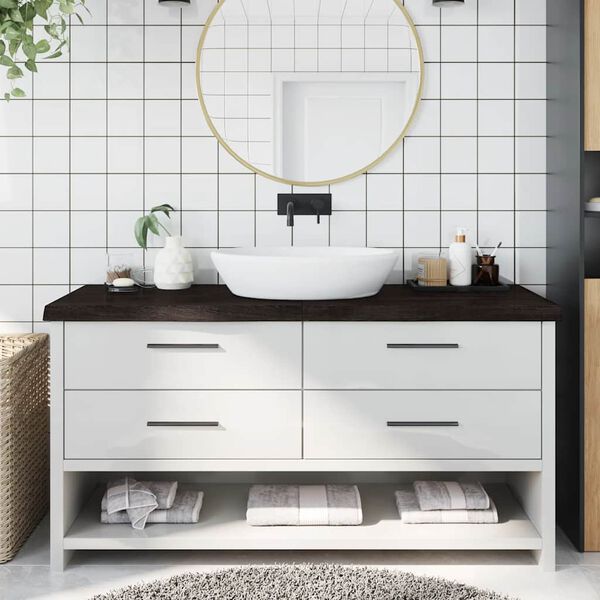 vidaXL Bathroom Countertop Dark Brown 160x60x(2-6) cm Treated Solid Wood