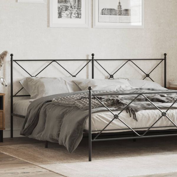 vidaXL Metal Headboard Black 193cm