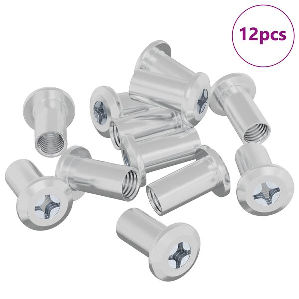 vidaXL Lock Nut 12 pcs Nickel M6 x 15 mm Steel