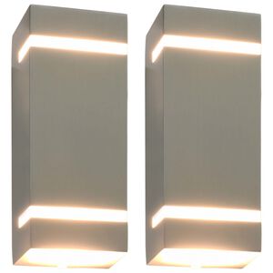 vidaXL Outdoor Wall Lights 2 pcs 35 W Silver Rectangular