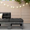 vidaXL Garden Footstool with Cushion Grey Solid Wood Pine