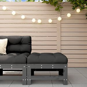 vidaXL Garden Footstool with Cushion Grey Solid Wood Pine