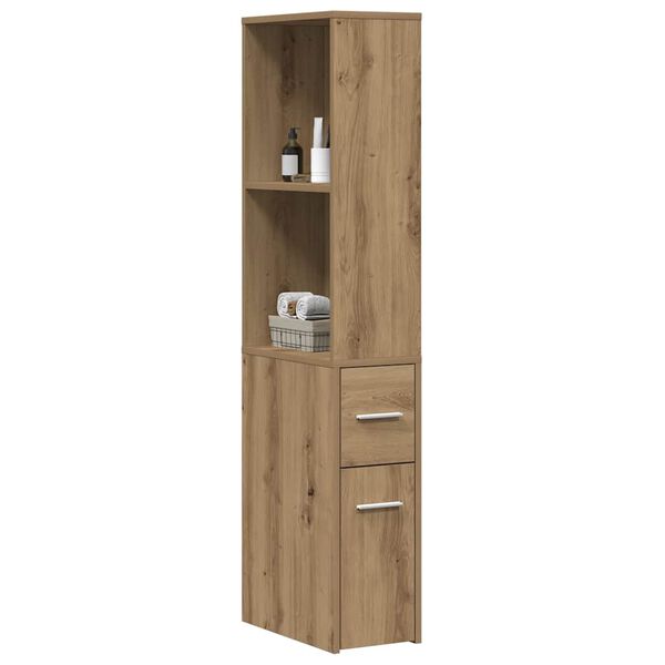 vidaXL Narrow Bathroom Cupboard with Wheels Artisian Oak Engineered Wood