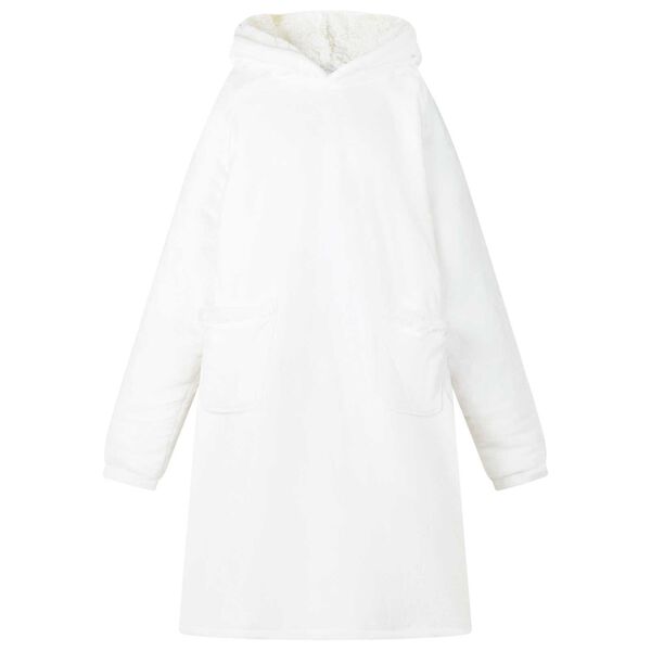 vidaXL Blanket Hoodie White L Fleece and Flannel