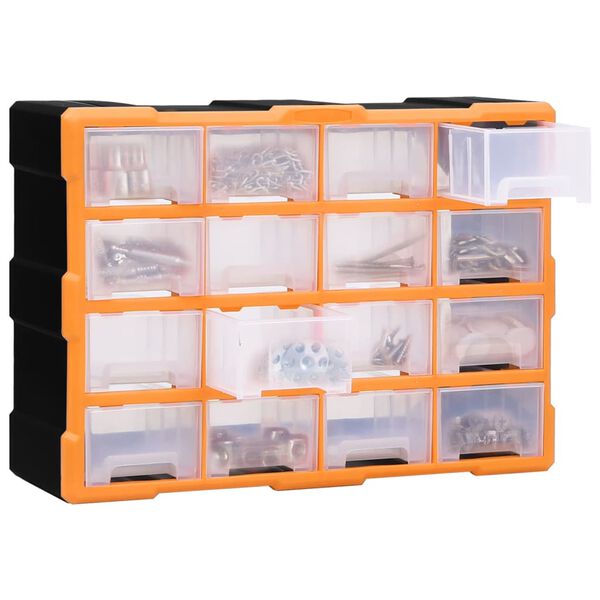 vidaXL Multi-drawer Organiser with 16 Middle Drawers 52x16x37 cm