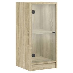 vidaXL Side Cabinet with Glass Doors Sonoma Oak 35x37x75.5 cm