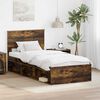 vidaXL Bed Frame with Headboard Smoked Oak 90 x 190 cm Engineered wood