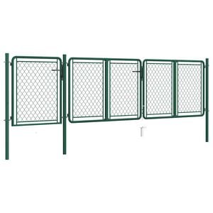 vidaXL Garden Gate Steel 400x75 cm Green