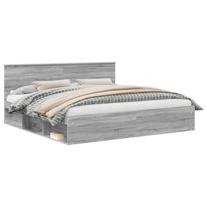 vidaXL Bed Frame Grey Sonoma 200 x 200 cm Solid Pine Wood