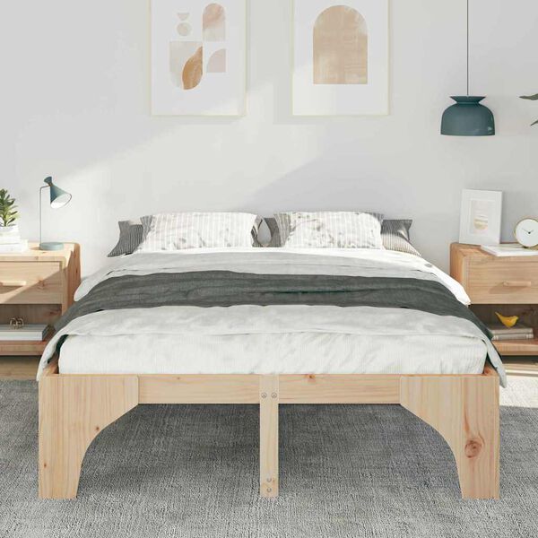 vidaXL Bed Frame Brown 160 x 200 cm Solid Pine Wood