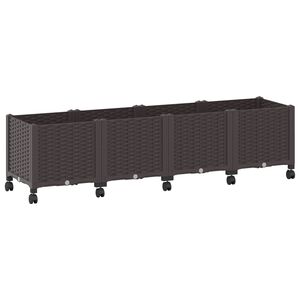 vidaXL Garden Planter with Wheels Brown 160 x 40 x 44 cm PP