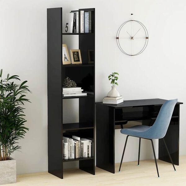 vidaXL Book Cabinet High Gloss Black 40x35x180 cm Engineered Wood