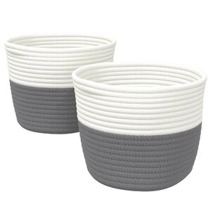 vidaXL Storage Baskets 2 pcs Grey and White &Oslash;24x18 cm Cotton