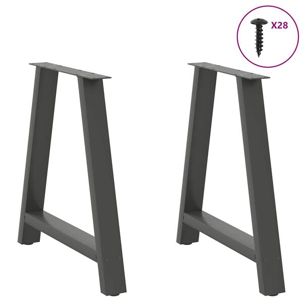vidaXL Dining Table Legs A-Shaped 2 pcs Anthracite 80x(72-73) cm Steel