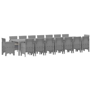 vidaXL Garden Dining Set with Cushions 17 pcs Light Grey PP