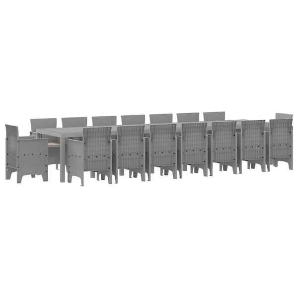 vidaXL Garden Dining Set with Cushions 17 pcs Light Grey PP