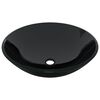 vidaXL Bathroom Sink with Tap and Push Drain Black Tempered Glass