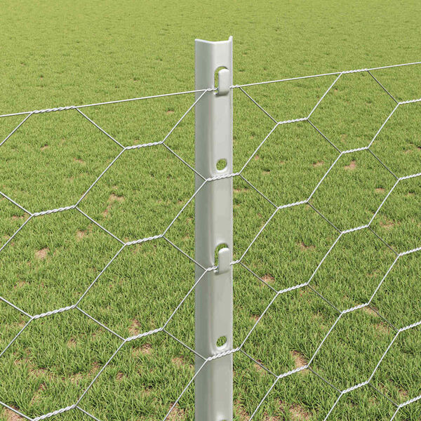 vidaXL Fence with Post Silver 1.2 x 100 m Steel